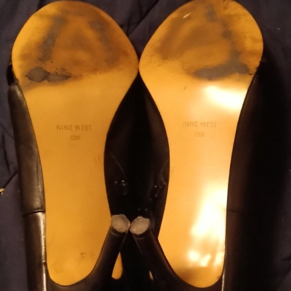 Nine West Black Open Toe Bootie Heels Size 13m - Picture 3 of 9